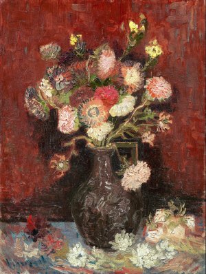 Vase with Chinese Asters and Gladioli by Oil Painting Reproduction