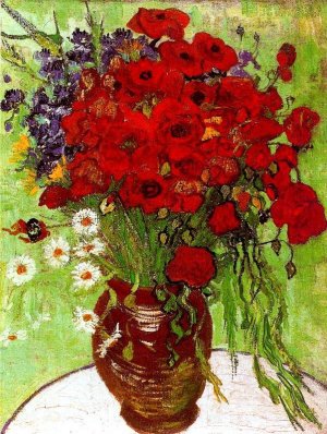 Vase with Daisies and Poppies by Vincent van Gogh Oil Painting Reproduction