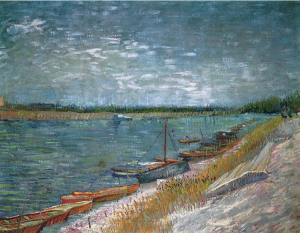 View of a River with Rowing Boats by Vincent van Gogh Oil Painting Reproduction