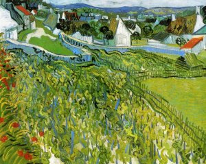 Vineyards with a View of Auvers by Oil Painting Reproduction