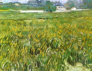 Wheat Field at Auvers with White House by Oil Painting Reproduction