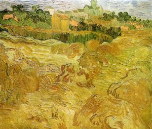 Wheat Fields with Auvers in the Background by Oil Painting Reproduction