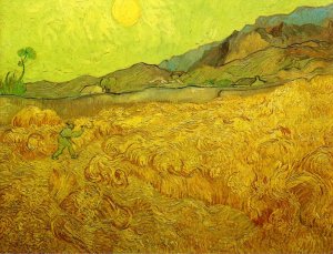 Wheat Fields with Reaper at Sunrise by Oil Painting Reproduction