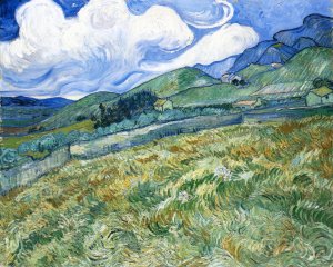 Wheatfield with Mountains in the Background by Vincent van Gogh Oil Painting Reproduction