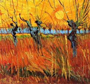 Willows at Sunset by Oil Painting Reproduction