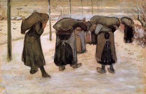 Woman Miners Carrying Coal by Oil Painting Reproduction